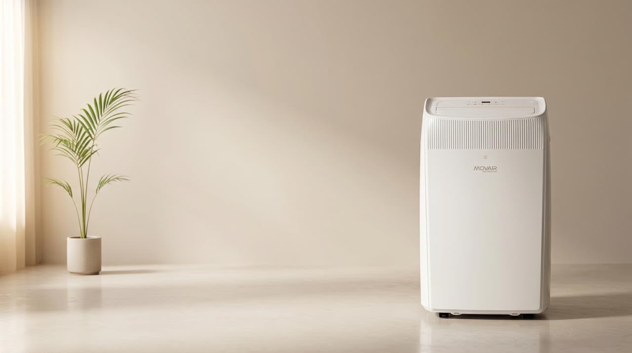 Climatiseur mobile ClimRush dans une pièce épurée